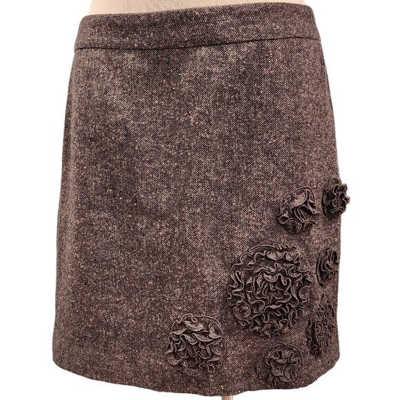 Ann Taylor LOFT Y2k floral wool tweed mini skirt 4 - Picture 1 of 5